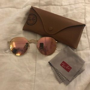 Ray-Ban round sunglasses gold frame pink lens